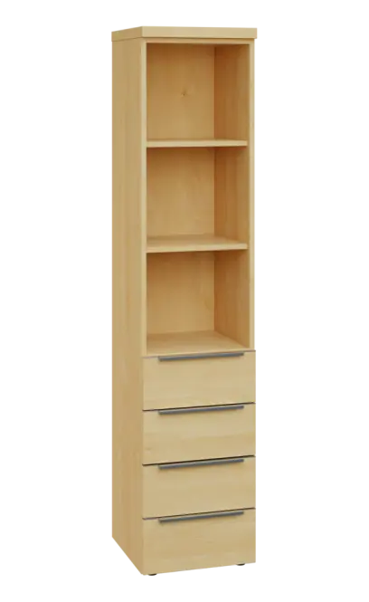 SIN 5 - 44ZN kancelářská skříň, 4-zásuvková/nika, 1820x400x400, javor horský